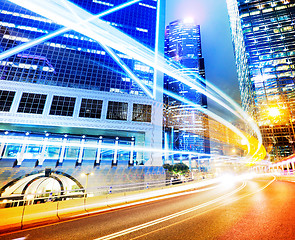 Image showing Night traffic light trail