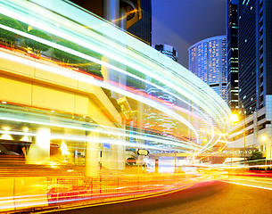 Image showing Busy traffic at night in Hong Kong 