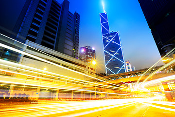 Image showing busy city traffic road at night