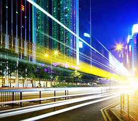 Image showing Traffic in city at night