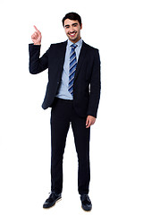 Image showing Full length portrait of cheerful businessman