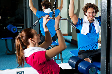 Image showing Man and woman in a fitness club