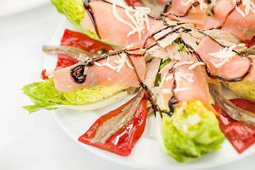 Image showing food salmon anchovy salad