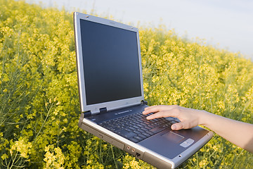 Image showing Floating laptop