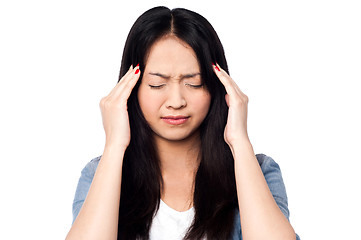 Image showing Young girl having headache