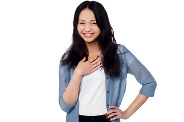 Image showing Smiling portrait of an attractive asian model