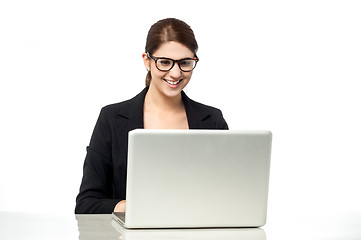 Image showing Businesswoman working on laptop