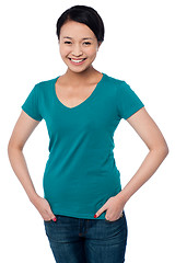 Image showing Happy chinese girl, casual portrait