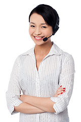 Image showing Cute female call centre executive