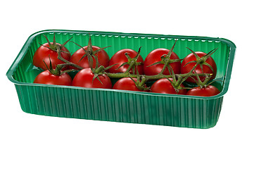 Image showing Cherry tomatoes organized in basket