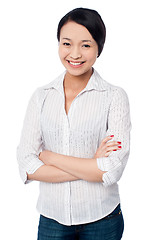 Image showing Charming asian girl, casual portrait