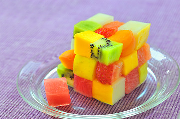 Image showing cube fruits salad