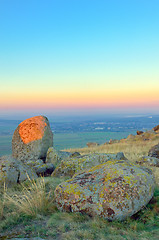 Image showing sunset in the mountains landscape