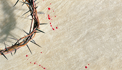 Image showing Crown of thorns with blood on grungy background
