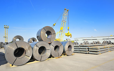 Image showing roll steel in harbor