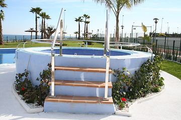 Image showing Jacuzzi,swimmingpool and the Mediterranean