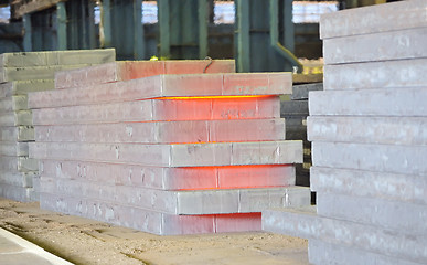 Image showing stack of hot steel 