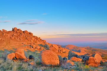 Image showing sunrise in the mountains landscape