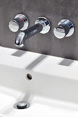 Image showing Modern stainless steel tap