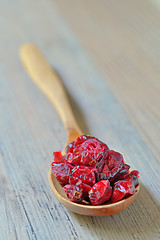 Image showing spoon of dried cranberries