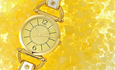 Image showing women's luxury gold wrist watch