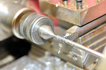 Image showing Turning lathe in action