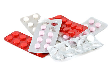 Image showing Different pills in blisters, isolated