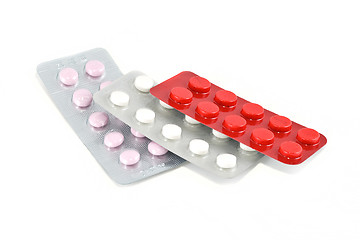 Image showing Different pills in blisters, isolated