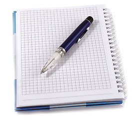 Image showing Notebook with blue pen, isolated