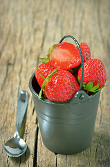 Image showing Fresh strawberries in bucke