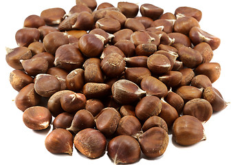 Image showing Heap of chestnuts isolated on white background