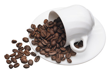 Image showing White cup with coffee grains