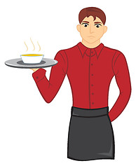 Image showing Waiter with soup