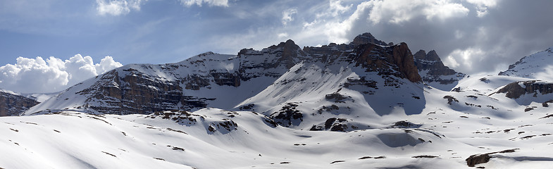 Image showing Panorama of snowy mountains