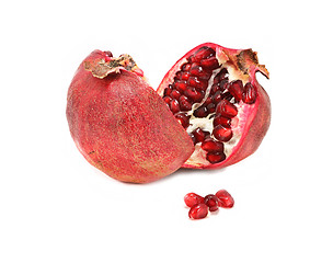 Image showing Halved pomegranate isolated on white background