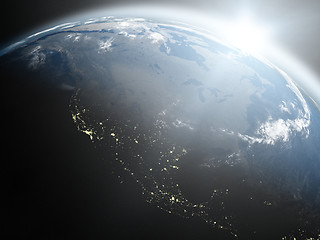 Image showing Sunrise over North America