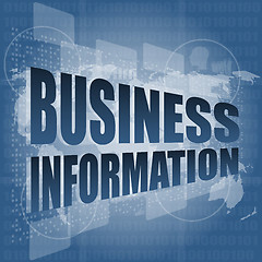 Image showing business information on digital touch screen, 3d