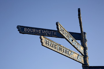 Image showing sign post on the beach