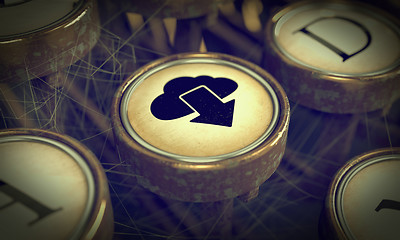 Image showing Cloud Typewriter Key. Grunge Background.