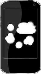 Image showing Smartphone with abstract cloud computing symbol on a screen