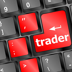 Image showing Trader keyboard representing market strategy - business concept