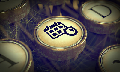 Image showing Key on Grunge Typewriter. Time Management Concept.
