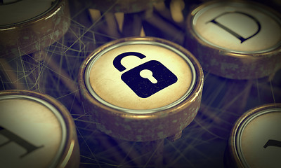 Image showing Padlock on Grunge Typewriter Key.