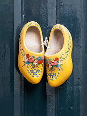 Image showing Dutch wooden shoes hanging