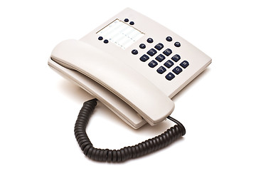 Image showing Grey plastic telephone on white background