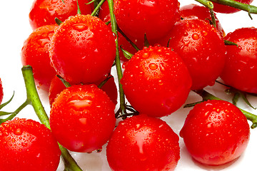 Image showing Ripe cherry tomatoes on white background