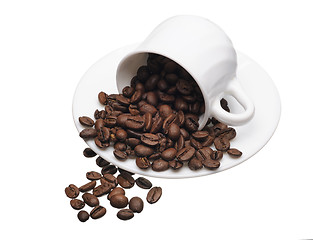 Image showing White cup with coffee grains