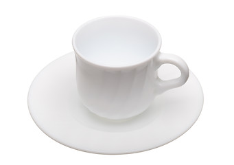 Image showing White coffee cup with saucer