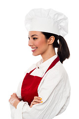 Image showing Portrait of cute asian female chef