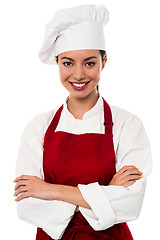 Image showing Confident female chef portrait